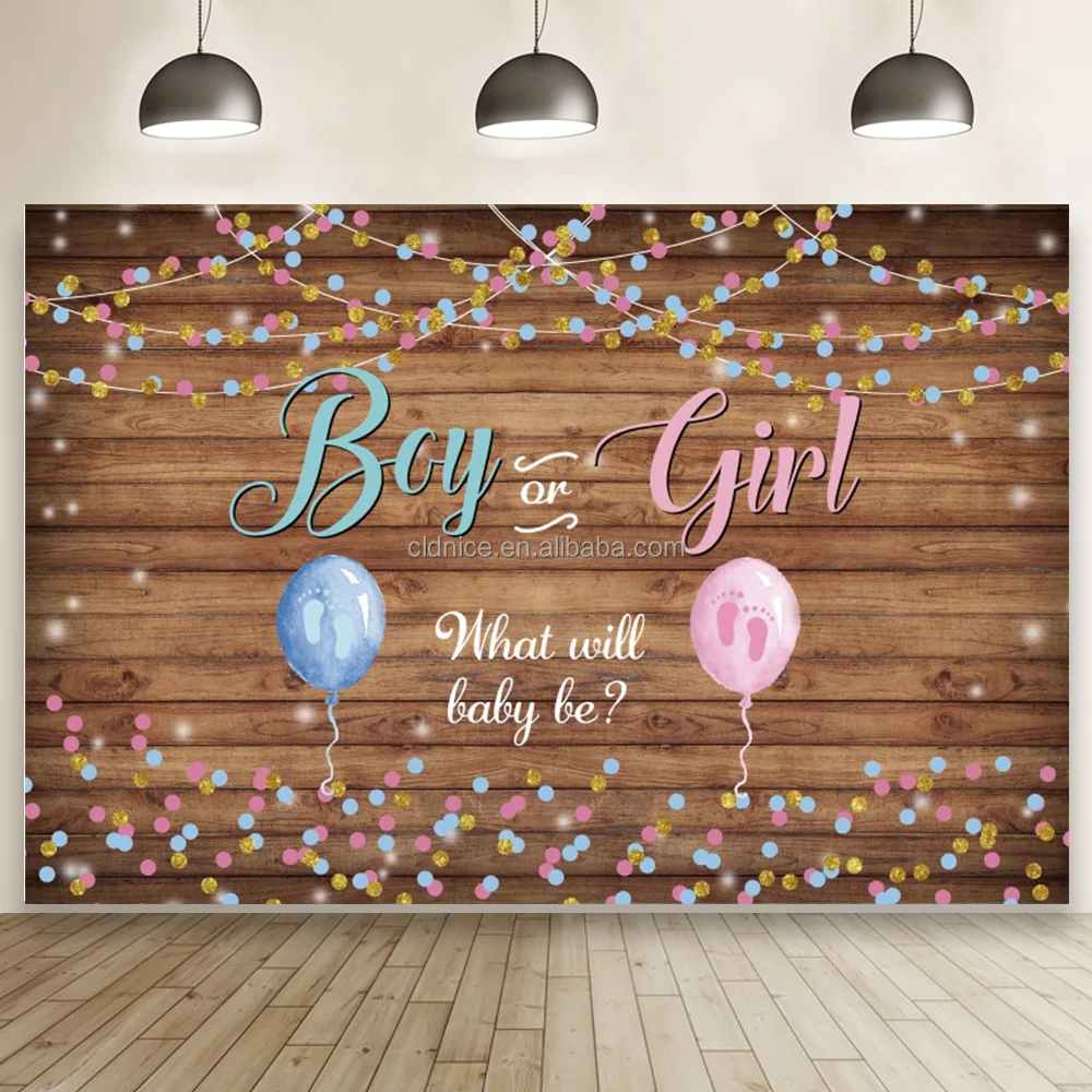 Nice Gender Reveal Backdrop Boy Or Girl Baby Gender Party Decorations Supplies Pink Blue What Will Baby Be Banner