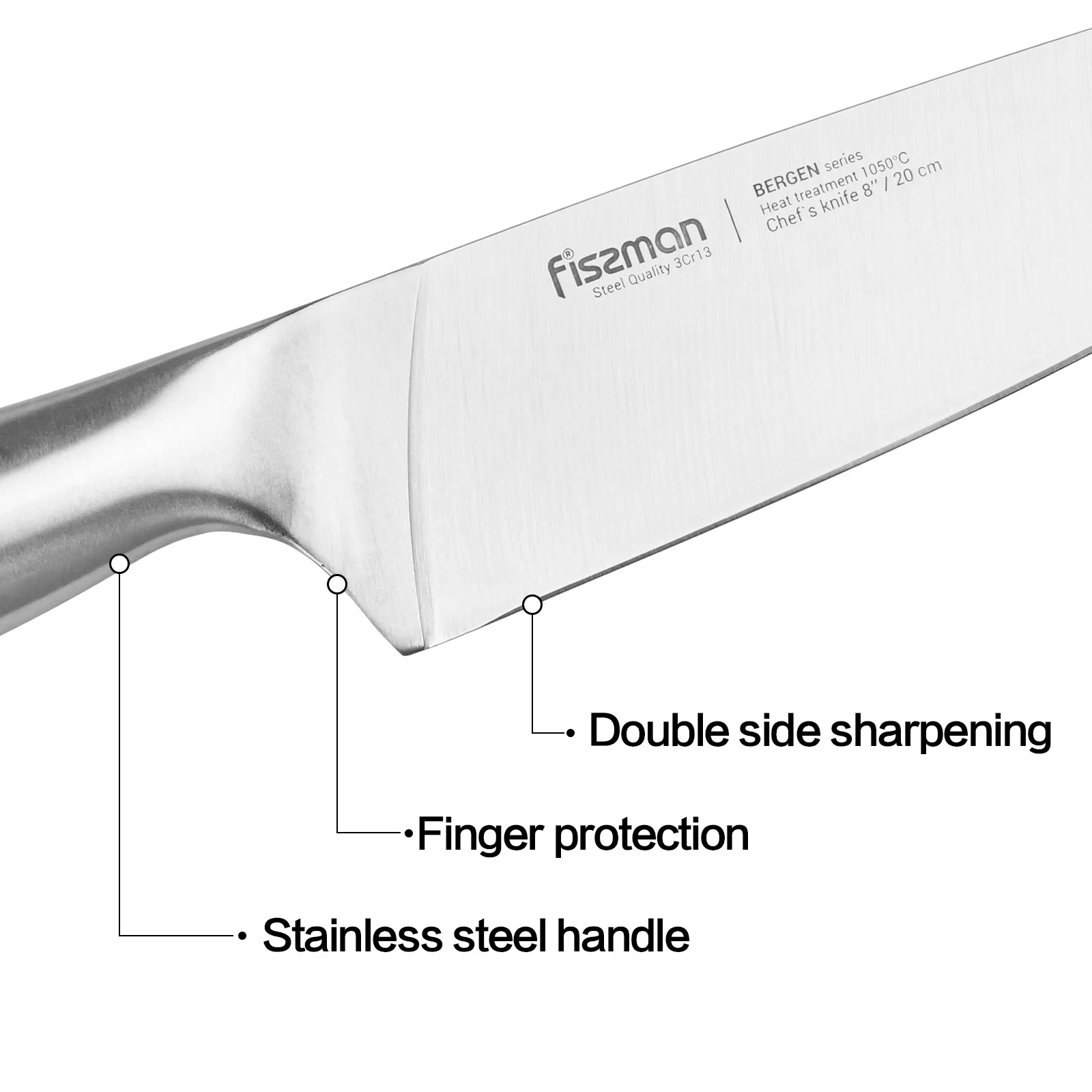 FISSMAN 8 'поварские ножи Берген 3Cr13 Стальные Кухонные с полыми ручками