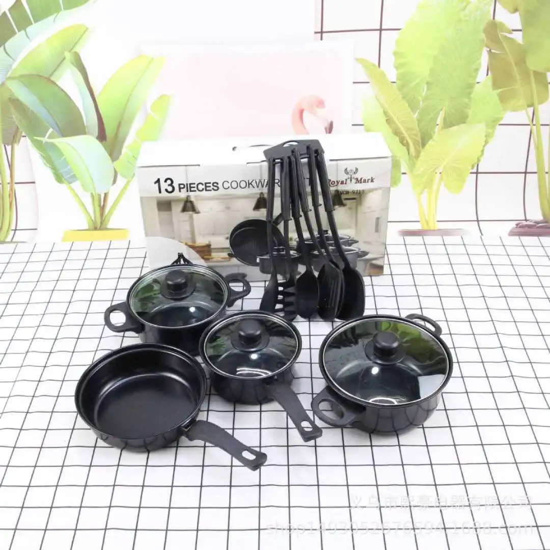 Top Sales 13 Pcs Non Stick Granite Cookware Set Luxury Aluminum Cooking Pots And Pans Household Utensils Marble Cookware Kit