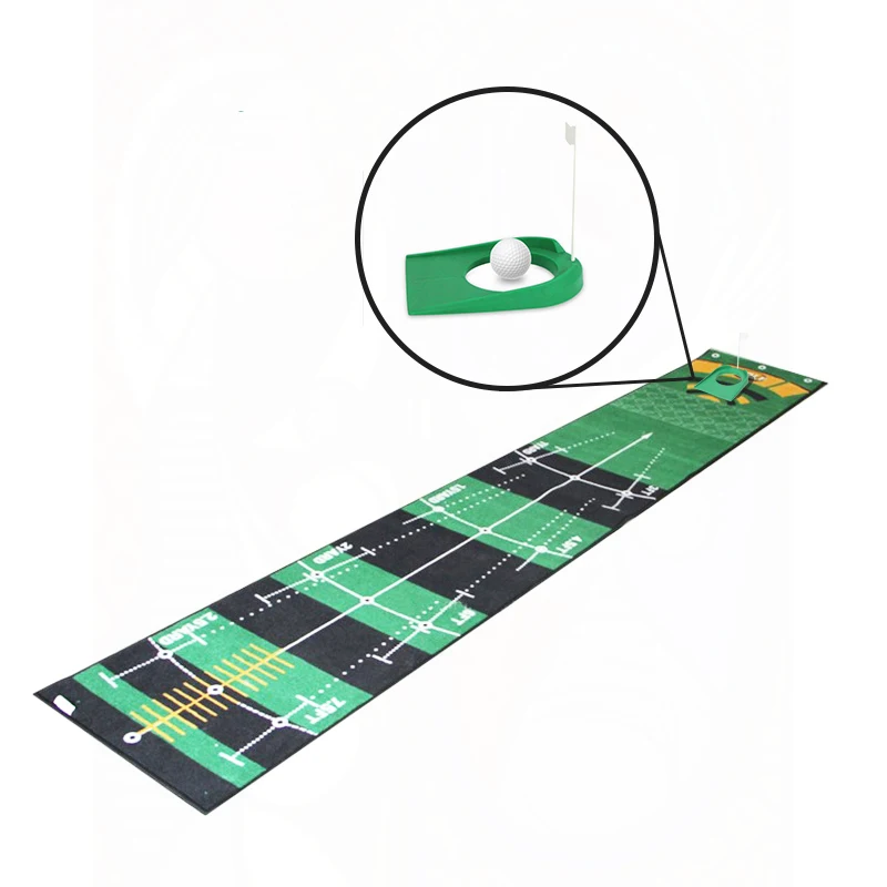 Indoor Golf Putter Trainer Mat Fun Carpet with Artificial Grass for Practice