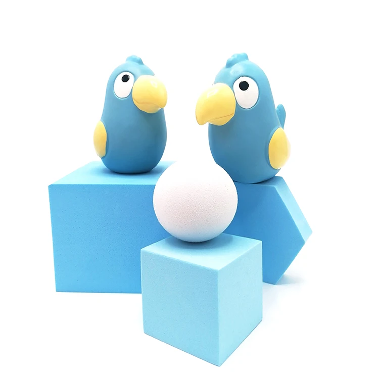 Pure Natural Hand-painted Blue Cure Bird Shape Chewing Rubber Baby Teether Toy