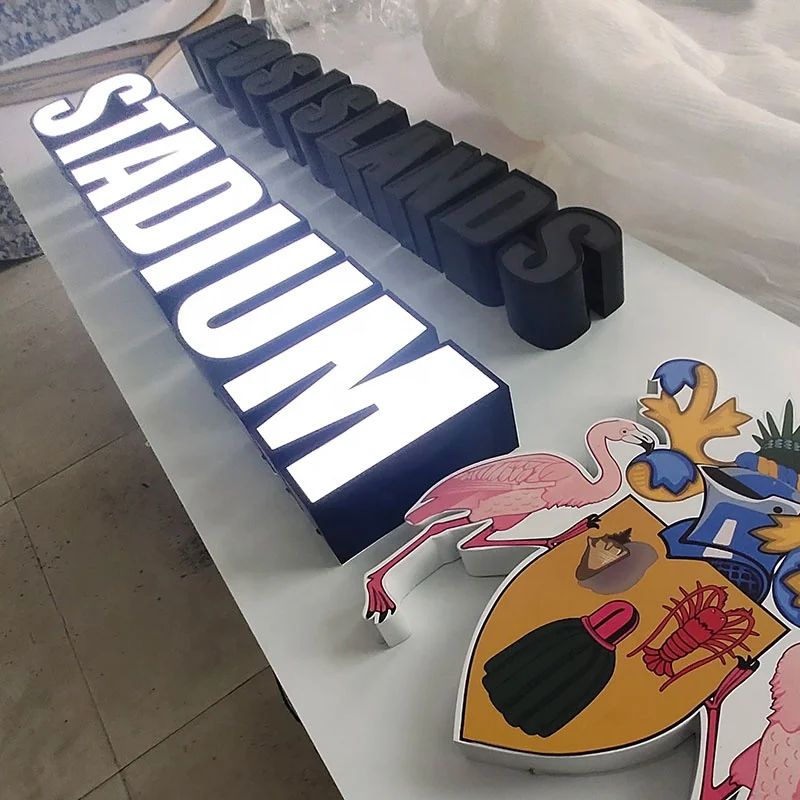 Custom Outdoor Company Signboard Design Frontlit Sign Letter Led Light Shop Day Night Black White Led Channel Letters Signage