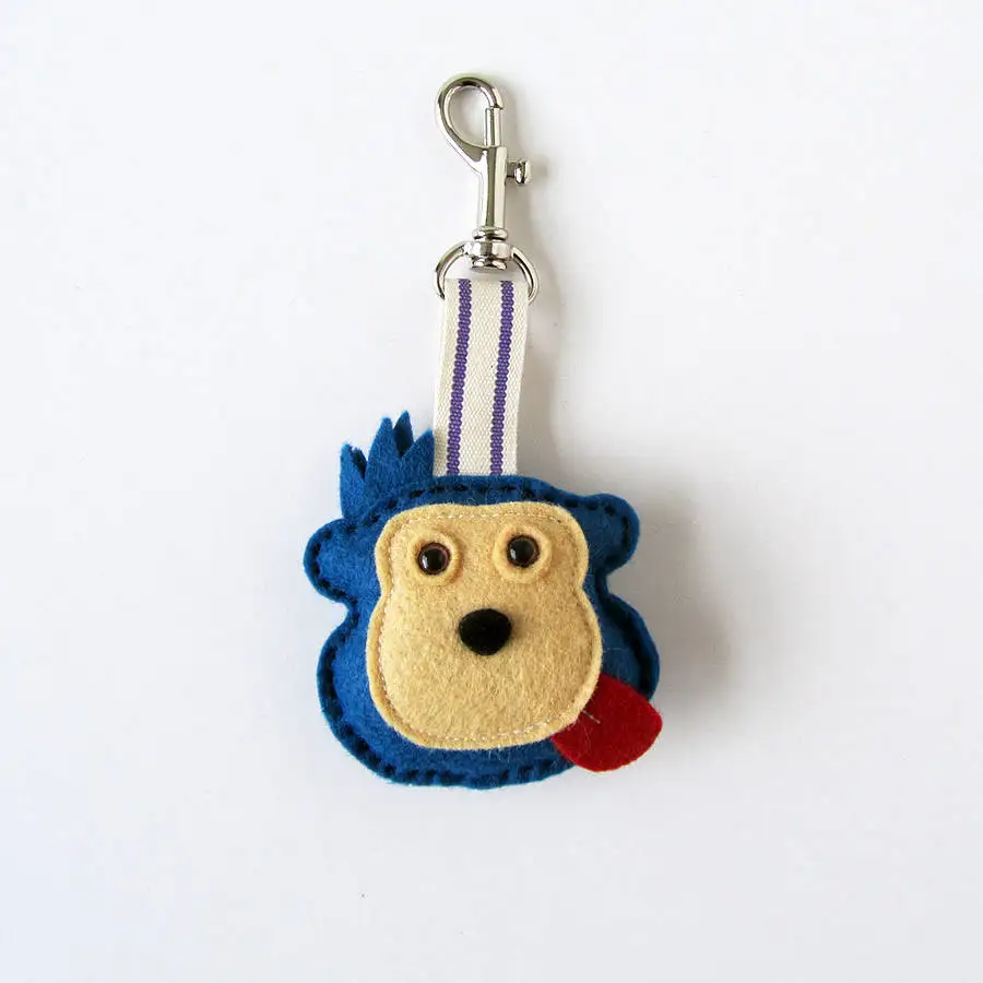 handmade animal Key chain soft felt key chain decoration custom shape felt keychain car key ring for gift