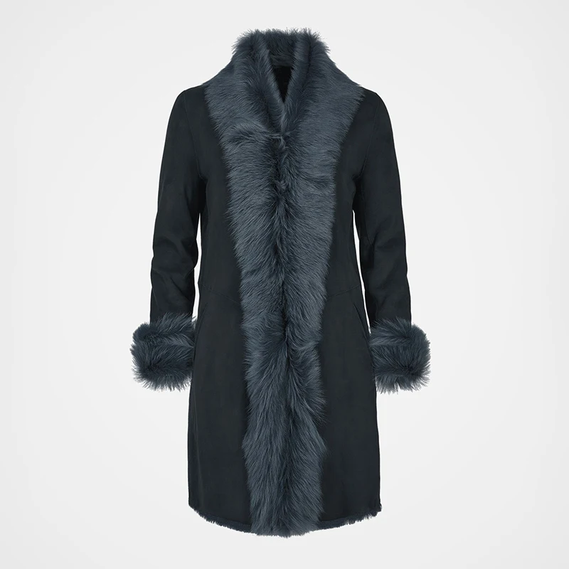 NAFA OEM Casual Winter Outer Wear Suede Furry Long Real Fur Coat for Women Lady Girl