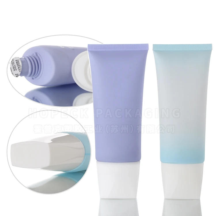 
100ml PE purple & blue Oval tube with square screw cap, with aluminum foil sealed, D40*100mm, direct factory and quick time 