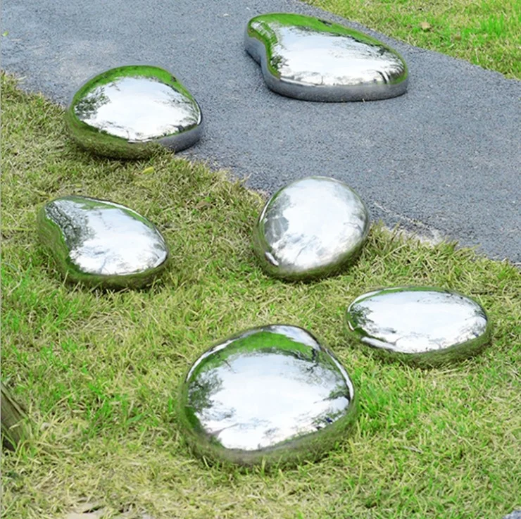 birds hotel lobby stainless steel  oval ball wall cobblestone sculpture swan