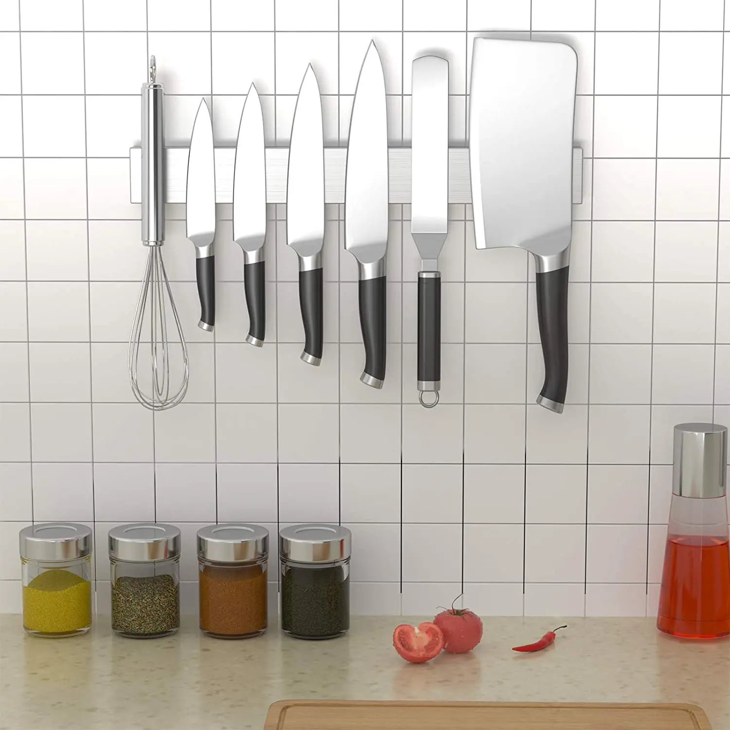 16 Inch Stainless Steel Magnetic Knife Holder for Kitchen Wall