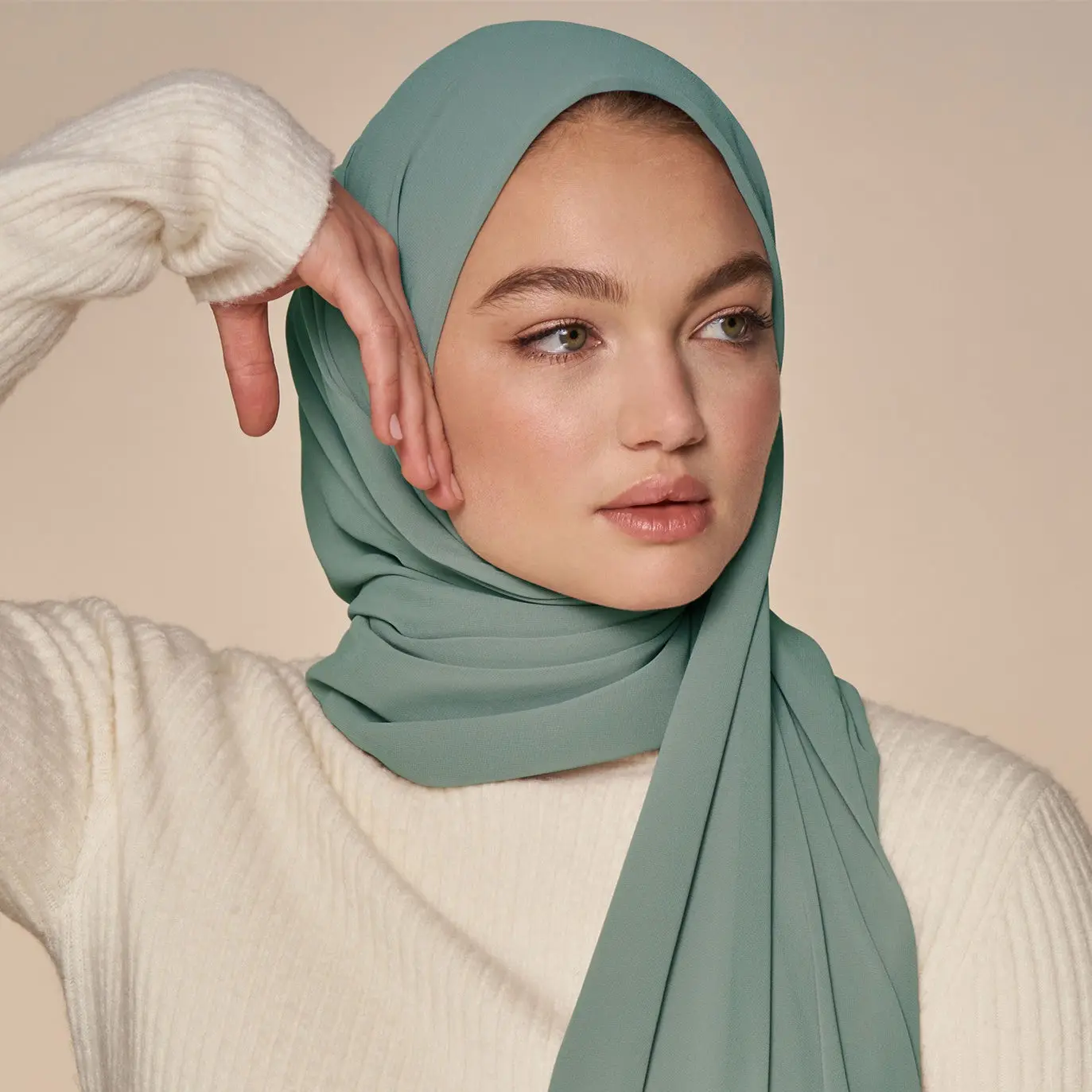 custom all the size malaysian muslim cheap  plain heavy premium korean chiffon voile white shawl hijab tudung scarf for women