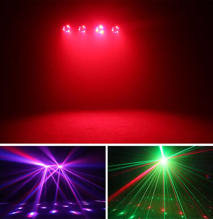 Professional Portable Dj Lights Strobe +Derby +Laser+Par Can Led Par Kit Stand Effect Stage Lighting