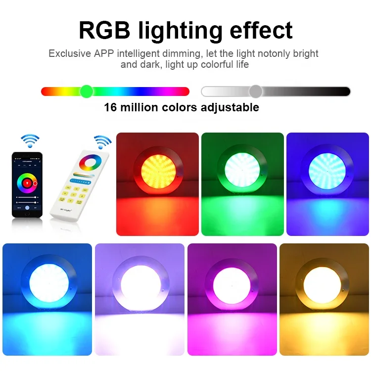 8MM Ultra-Thin Resin Filled 12V 18W Ip68 Waterproof 12 Volt Mobile Phone Control Led Underwater Light Wifi Swimming Pool Light