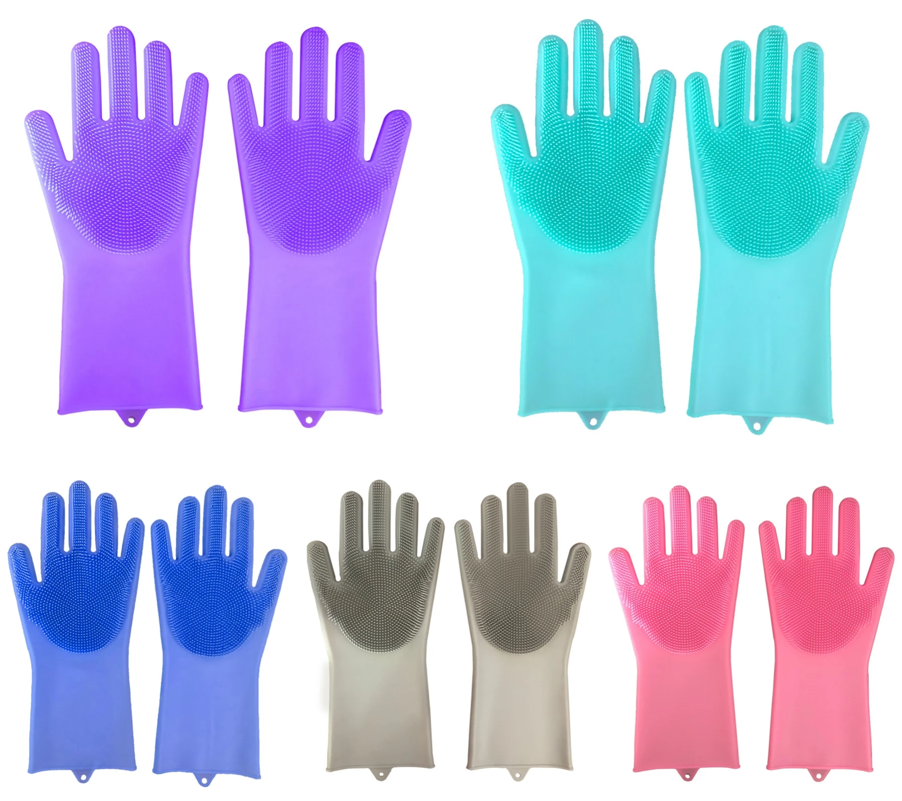 THEONE Blue Custom Silicone Rubber Kitchen Long Sleeve Dishwashing Exfoliating Gloves For Cleaning