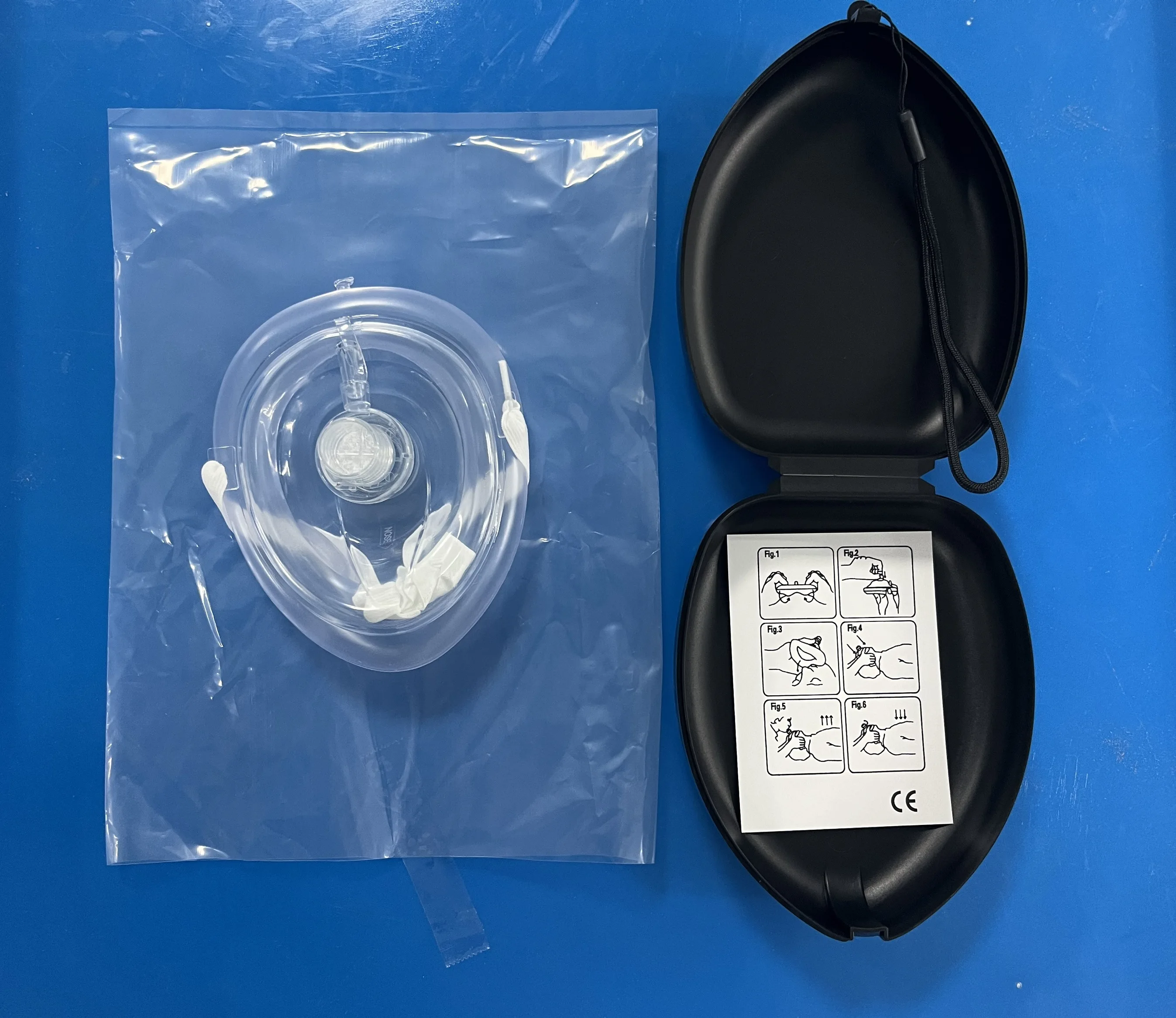 BLACK pp box Rescue Professional Adult Child Size Resuscitator Replacement Valve Breathing Apparatus Cpr Mask In Case