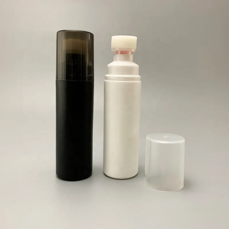 Изготовленный на заказ логотип 100 мл Цвет: белый черный HDPE пластиковая пустая щетка жидкий крем для обуви бутылка с аппликатор-спонж