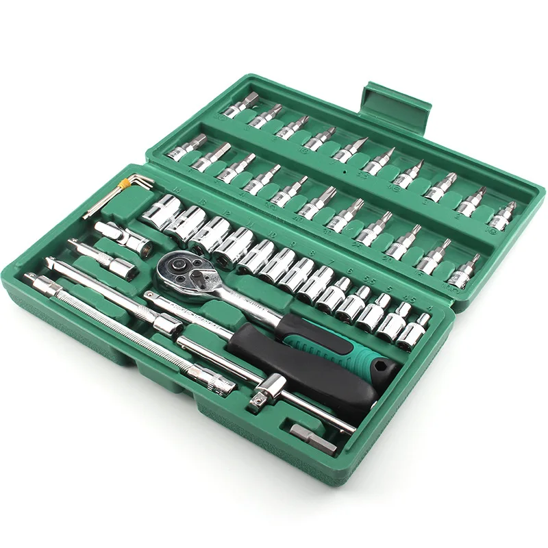
Amazon hot sale 46pcs 1/4-inch Socket Set Car Tool Ratchet Torque Wrench Combo Repair Tools Kit &Car Repair Tool 