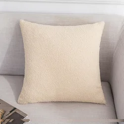 Custom size solid Teddy cushion covers super sofa warm decoration throw pillow case promotion