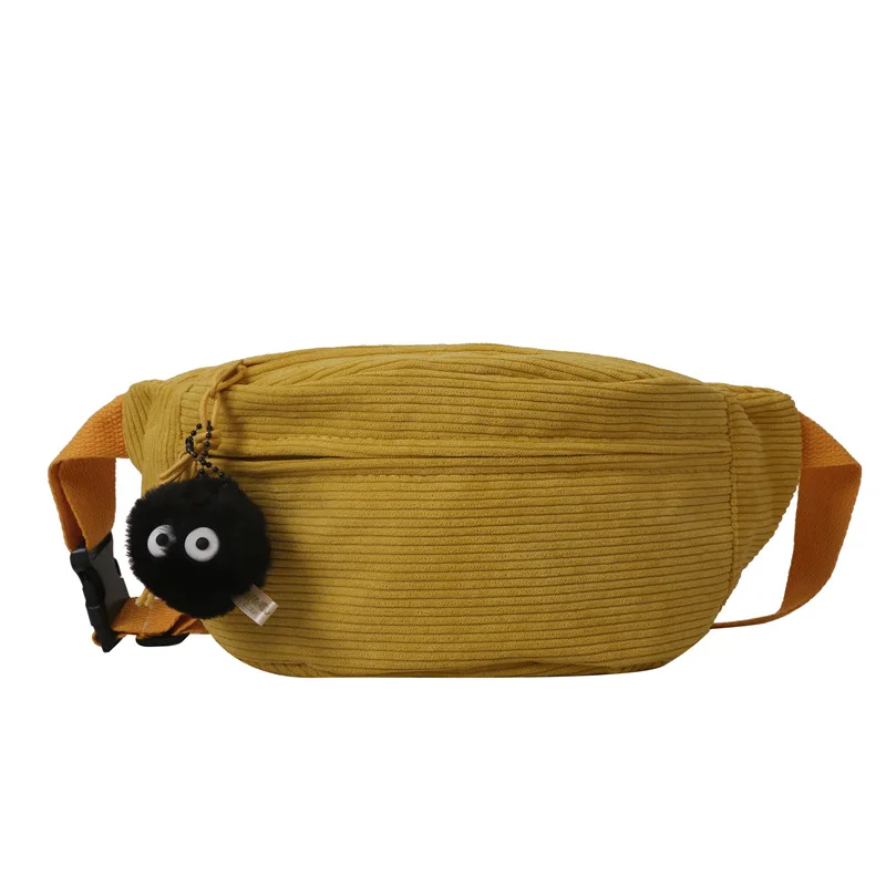 New Fashion Corduroy Fanny Pack Zippered Chest Bag Casual Waist Packs Travel Daypacks Hip Bag Belt Bag Hiking Outdoor