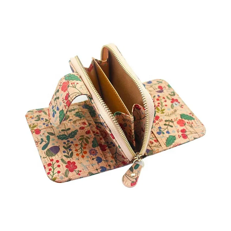 Custom DesignWomen RFID blocking Vegan Recycle Environment Simple Hand Purse for Women Cork Lady Wallet