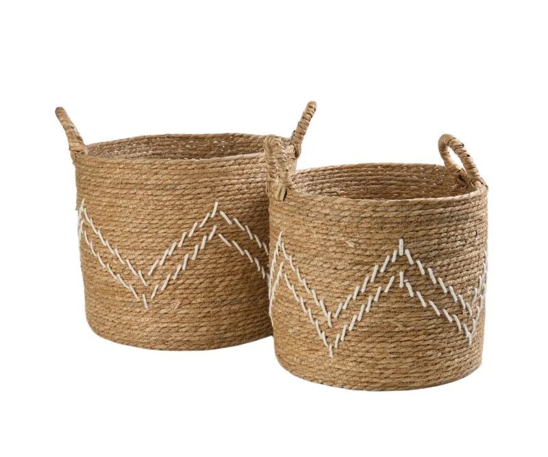 2023 New Wholesale natural grass storage box cotton rope and water hyacinth food basket