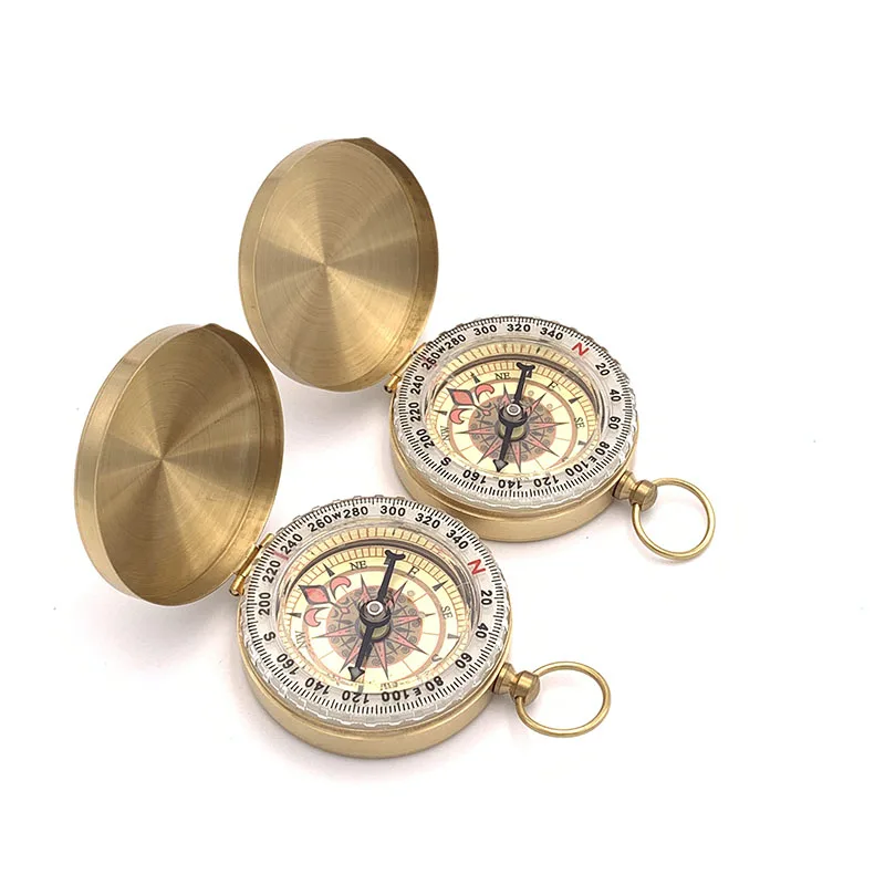  Outdoor hiking pendant pocket watch pure copper compassCamping mountaineering waterproof luminous