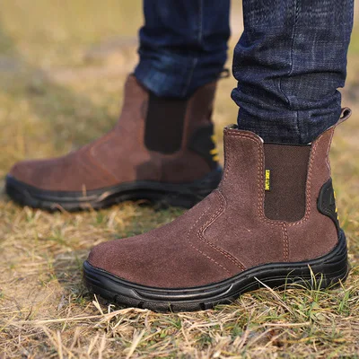 genuine leather safety shoes steel toe work boots construction mens botas de seguridad Welding shoes