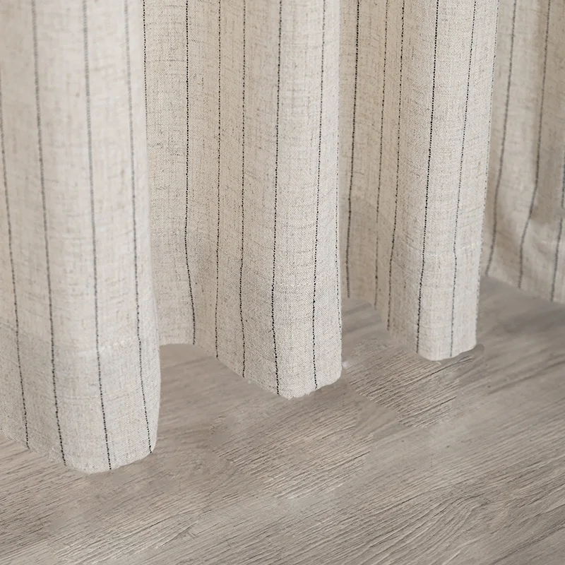 Innermor Pure Ivory Linen Stripes Upholstery Fabric Material Fabric Color Curtains