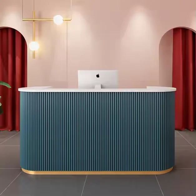 Wooden nails Custom Spa Pink Modern little white very high quality front desk beauty salon reception desk