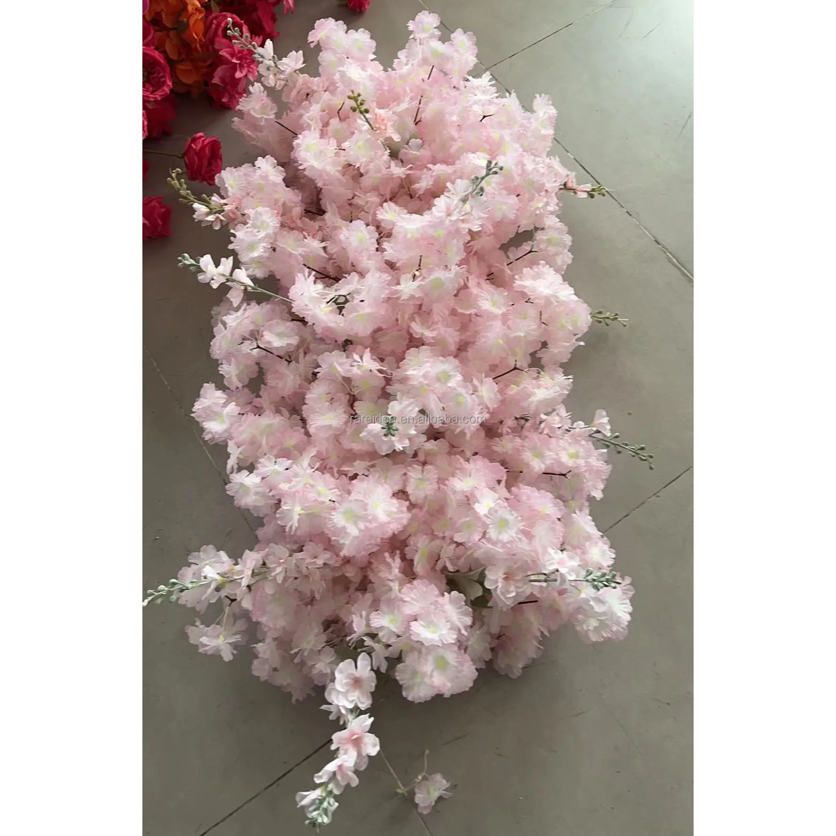 White Pink Flower Runner Rose Cherry Blossom Orchid Flower Ball Centerpiece Decorative Artificial Flower Table Centerpiece