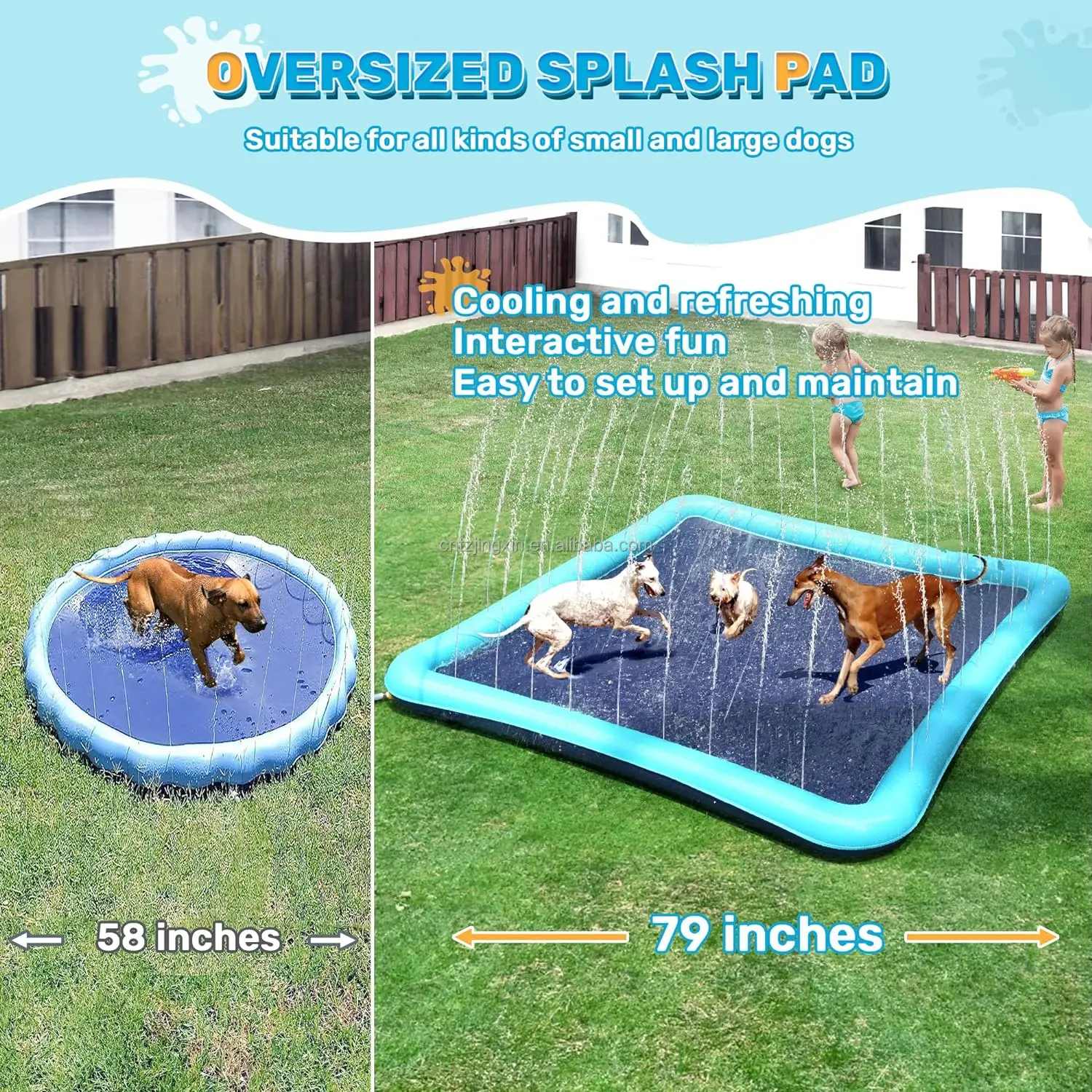 Factory Custom PVC Dog Square Splash Guard Anti Slip Sprinkler For Children 4-8 Years Old 1-3 Years Toddler Water Toys
