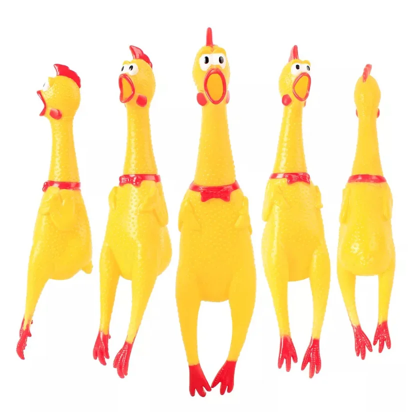 Custom Screaming Chicken TPR Bite Resistant Chew Squeaky Pet Rubber Chicken Dog Toy