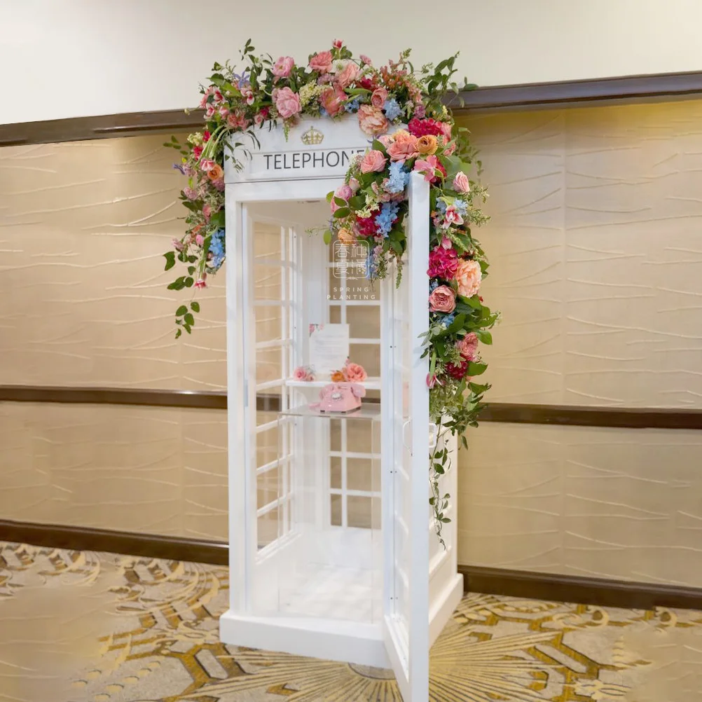 White Phone Booth For Wedding Hotel Shopping Mall Decor  Handmade Iron Crafts  White Telephone Booth
