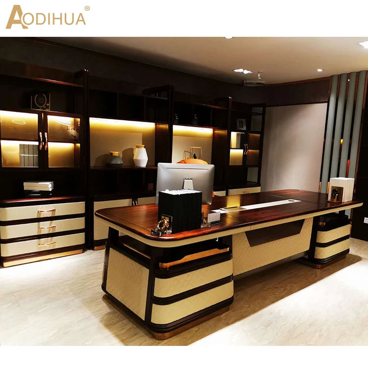 Роскошная дизайнерская офисная мебель из массива дерева стол для босса