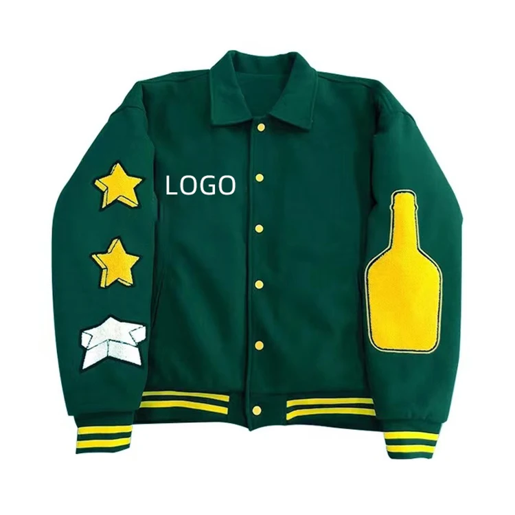 Custom logo letter man jacket custom embroidery design fleece wool bulk vintage unisex mens dad  jacket hoodies