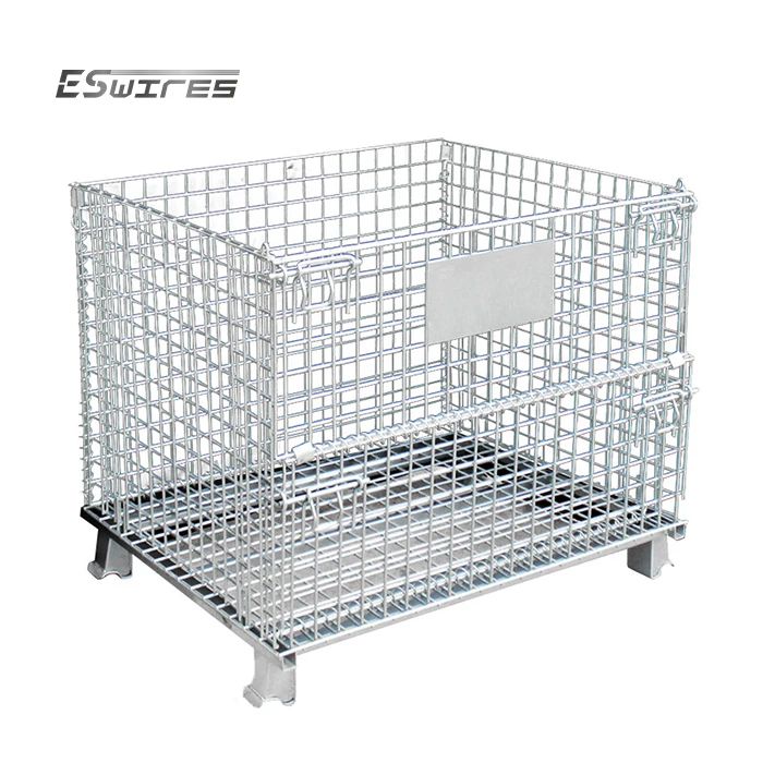 Metal Wire Mesh Foldable Cage For Transportation in Workshop Storage Basket