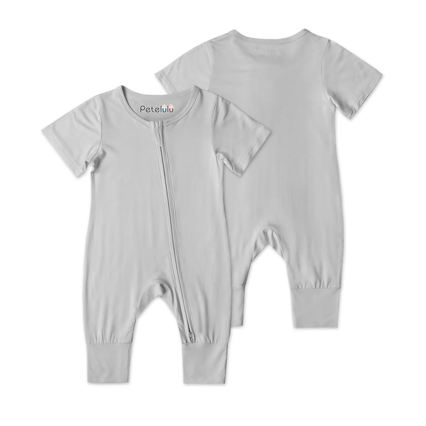 Short Sleeve Baby Romper Unisex  95 bamboo viscose 5 spandex baby Pajamas Zipper Baby Bodysuit