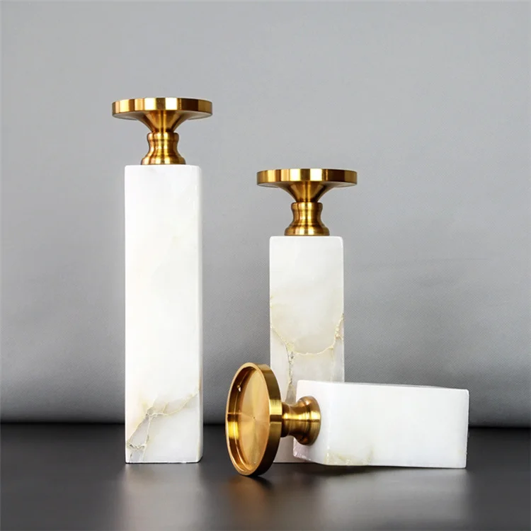 Top Quality Nordic Candle Holder Custom Size White Marble Wedding Candlesticks For Home