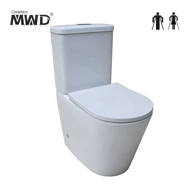 Bathroom WC dual flush waterless rimless back to wall toilet A3314