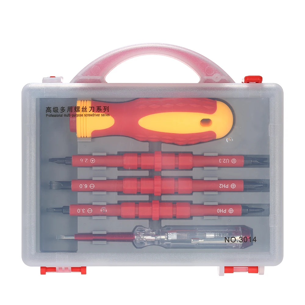 5pcs 500V Insulated Screwdrivers Set with Magnetic Slotted Phillips Pozidriv Bits and Test Pen Electrical Work Repair Tools Kit