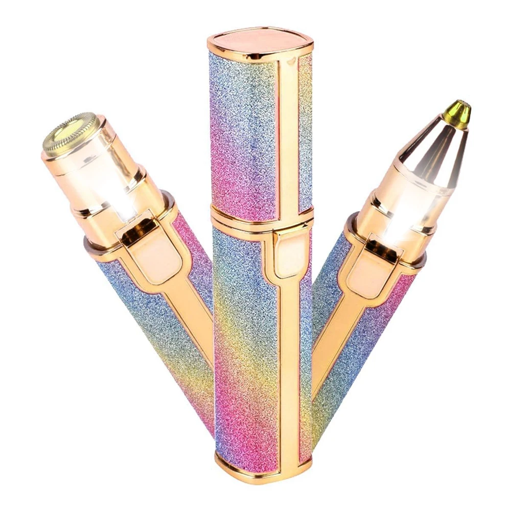 2 в 1 перезаряжаемый портативный и безболезненный эпилятор для удаления волос на лице для женщин, лица, тела, бритва для бровей со светодиодной подсветкой