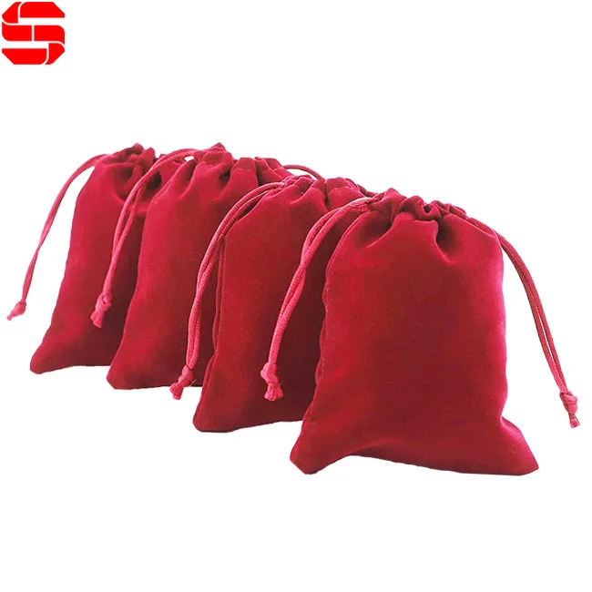 Wholesale Small Jewelry Gift Bags Pouches Custom Printed Large Velvet Drawstring Bag