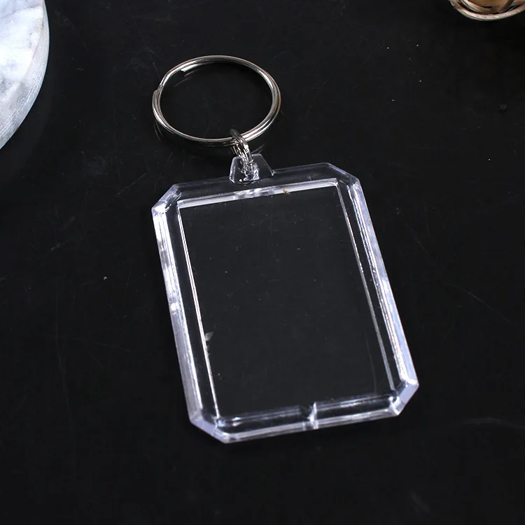 Clear Acrylic Photo Holder Keychain Transparent Zinc Alloy Plastic Charms Holographic Key Chain Charm Plastic Keychains 6 Color