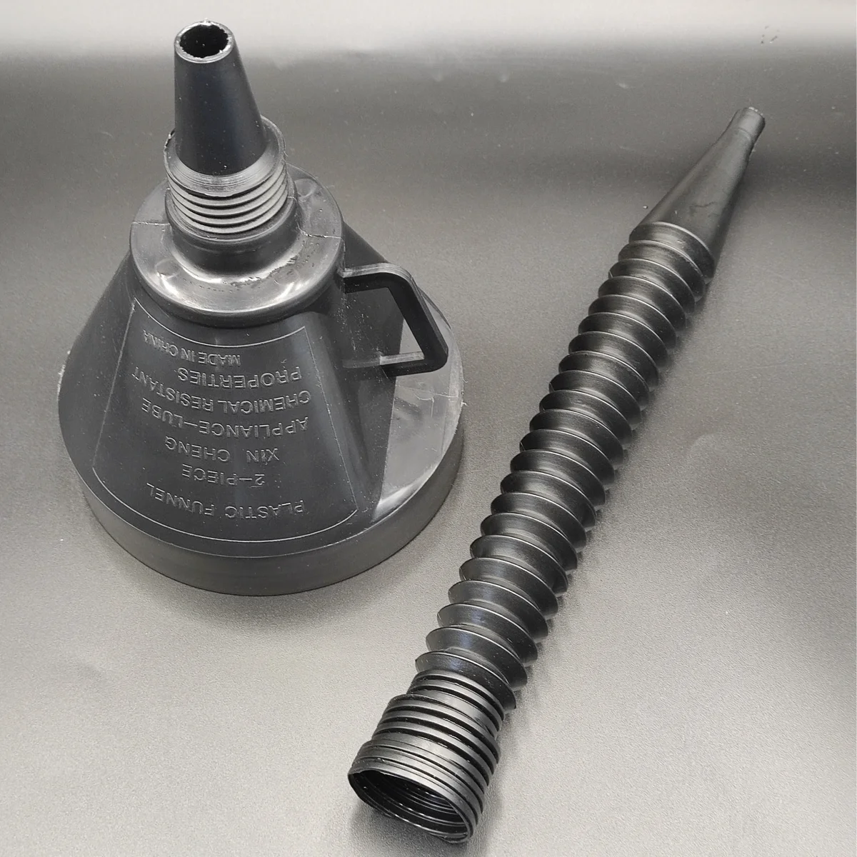 black plastic liquid funnel oil funnel with tube