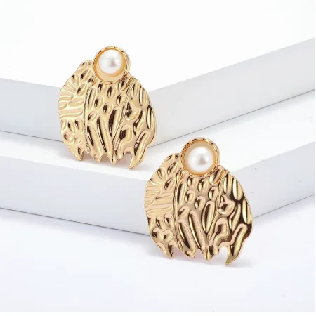 15 Style Charming Big Flowers Drop Earrings for Women Gold Metal Pearl Stone Leaf Geometric Jewelry