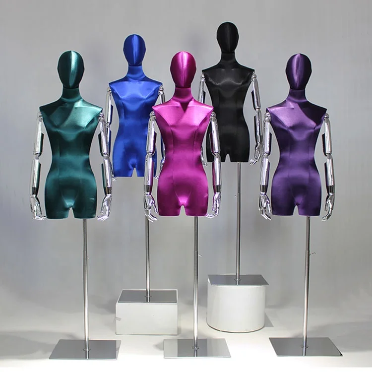 Fashion Woman Display Mannequins Female Fabric Mannequin Torso Adjustable Dress Form Dummy Half Body Mannequis With Base