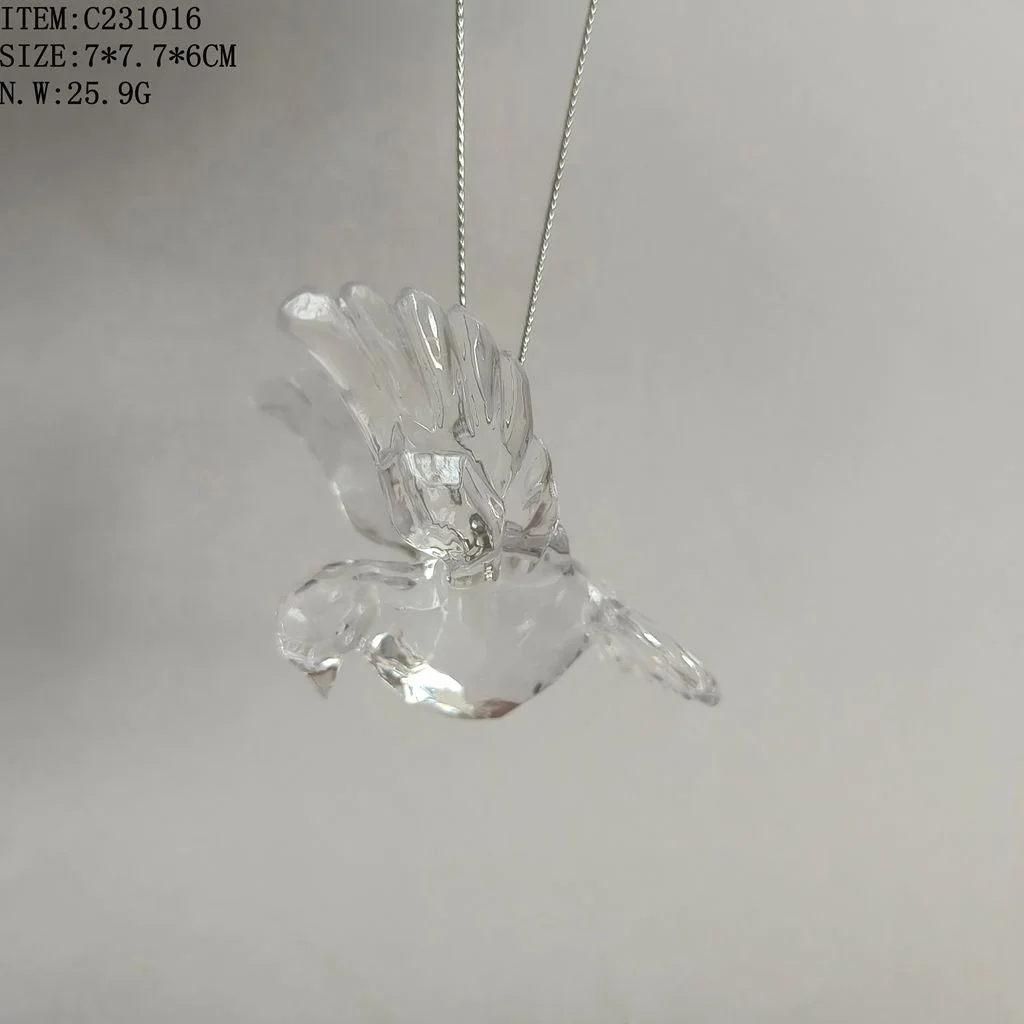 2024 Factory price wholesale bird hanging Christmas tree clear acrylic bird ornament for christmas tree decoration