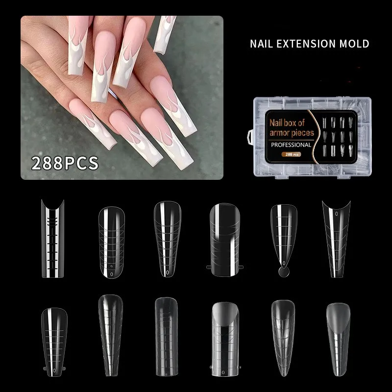 Acrylic Soft Gel Nail Tips Clear Transparent 288 Pcs Full And Half False Artificial Nail Tips For Extension