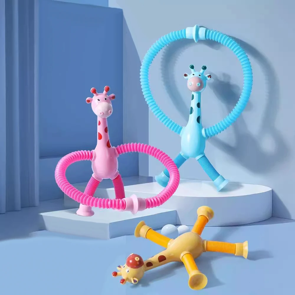 Suction cup Giraffe robot telescopic toy stretches tube to develop imagination to relieve stress