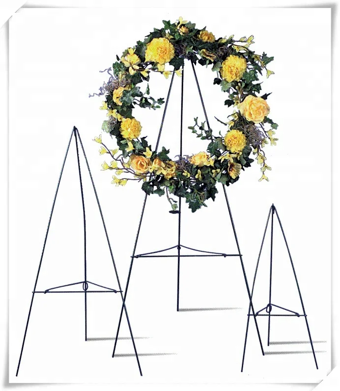Customizable metal wire easel funeral flower wreath easel stand metal wreath frame balloon stand holder