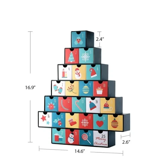 
Custom Printed Christmas Tree Packaging Box Advent Calendar 