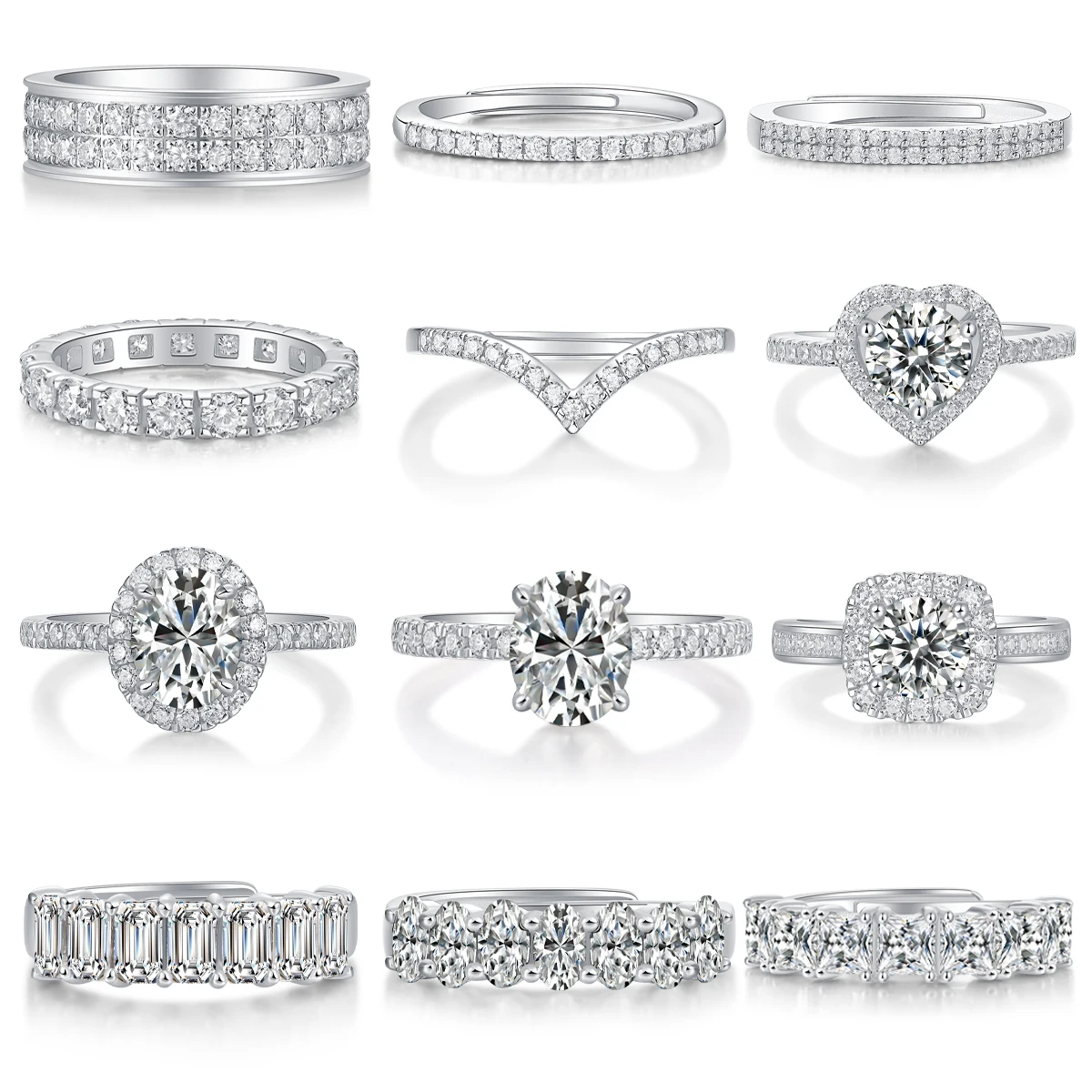 Wholesale Latest Fashion Luxury Jewelry Pure 925 Sterling Silver Women Engagement Wedding Rings Jewelry