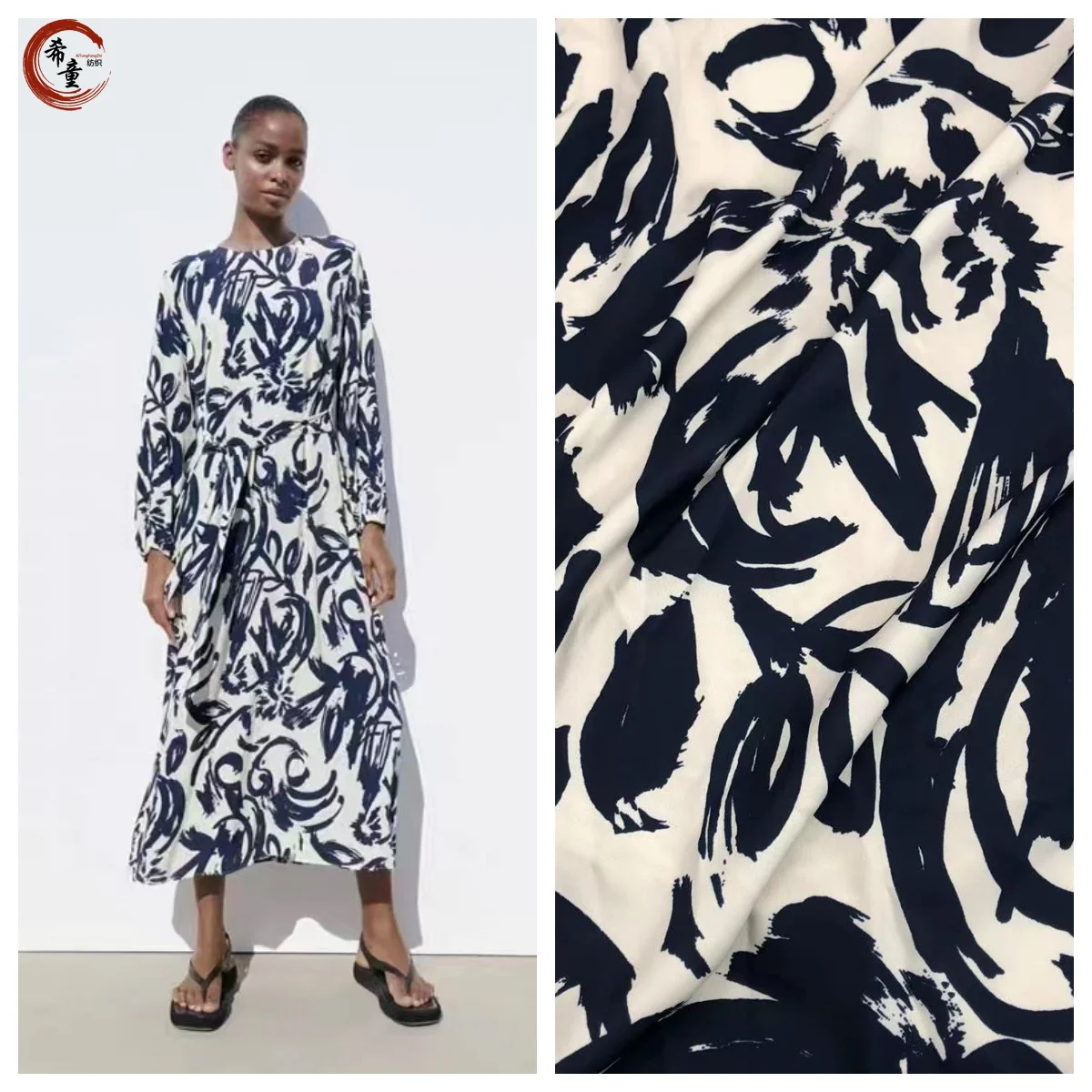 High-end  best quality soft hand feeling polyester floral printed   satin Cavalry incline fabric for dress or shirts fabric